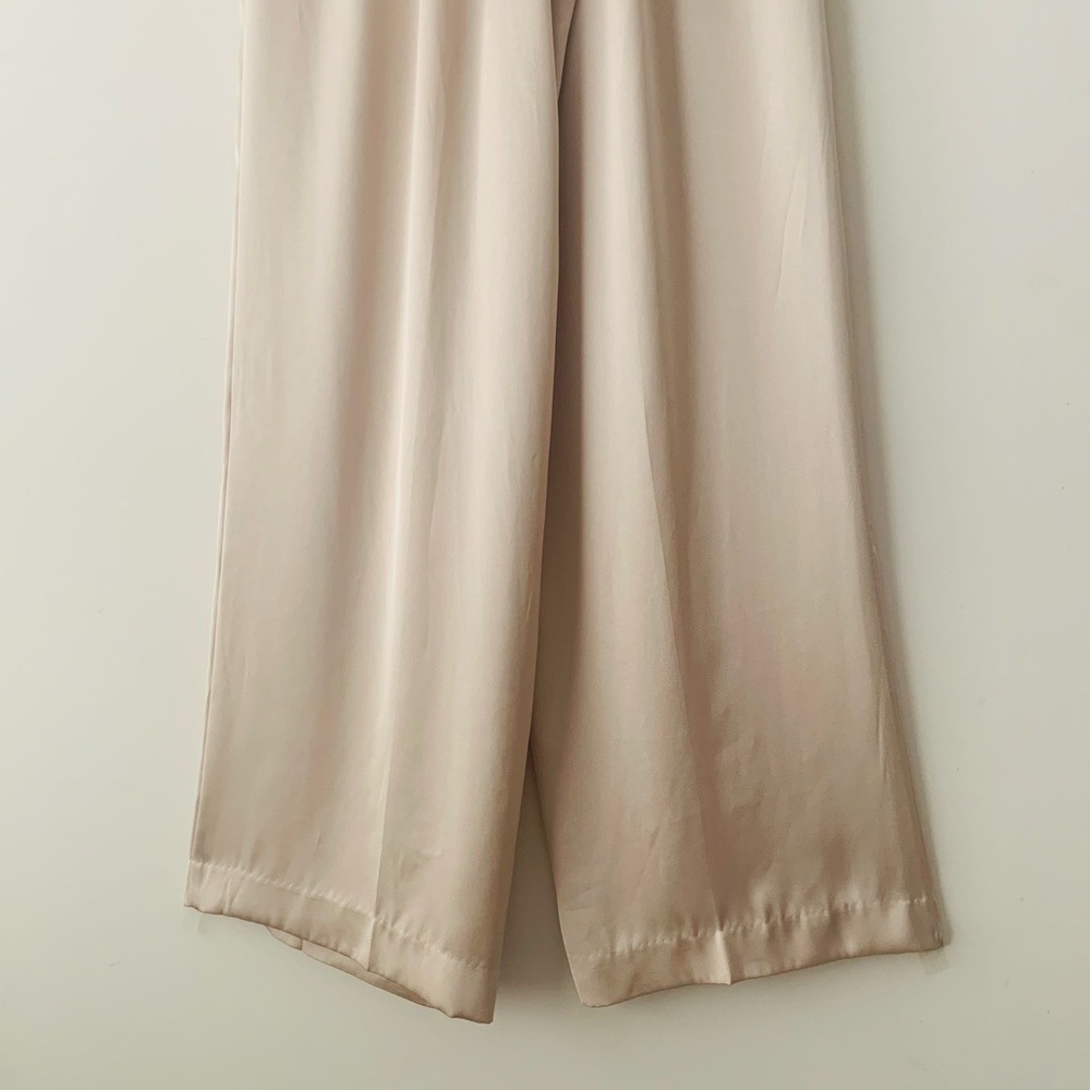 Express High Rise Wide-Leg Pants with Tie Waist Women Size M Beige Quiet Luxury - Picture 5 of 12